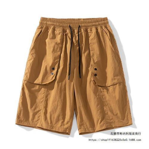 Workwear shorts for men, summer Japanese-style simple loose thin five-pocket middle pants, trendy brand sports casual straight-leg