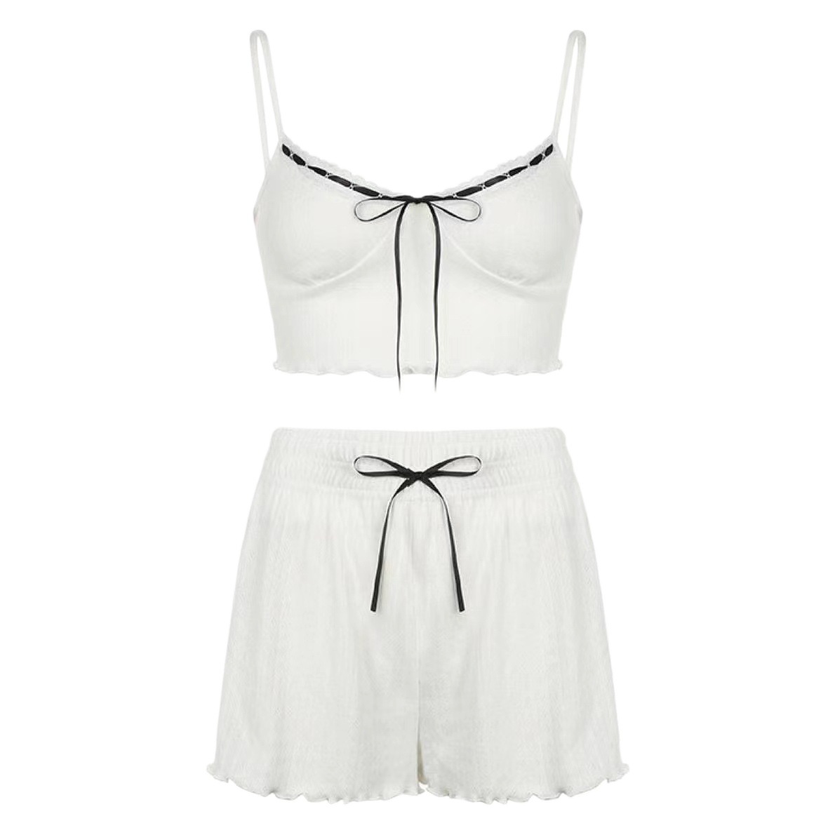 La sensación de verano de la niña pura desearía el viento trenzado de arco de acoplamiento de color empalmado en el hogar string pantalones cortos casuales al por mayor