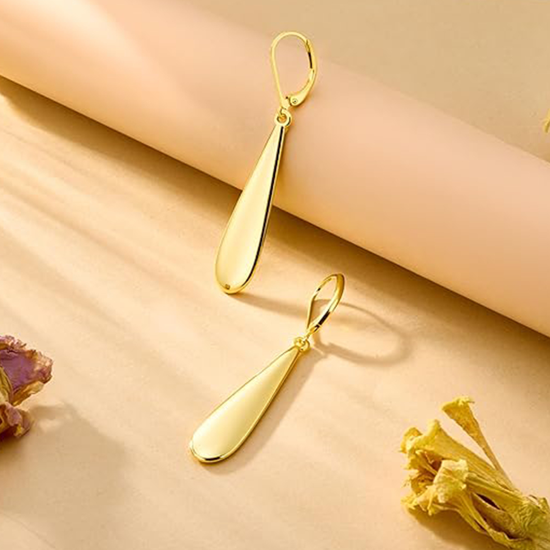 简约水滴形耳环女纯银质感长款耳坠时尚百搭金色银色耳饰