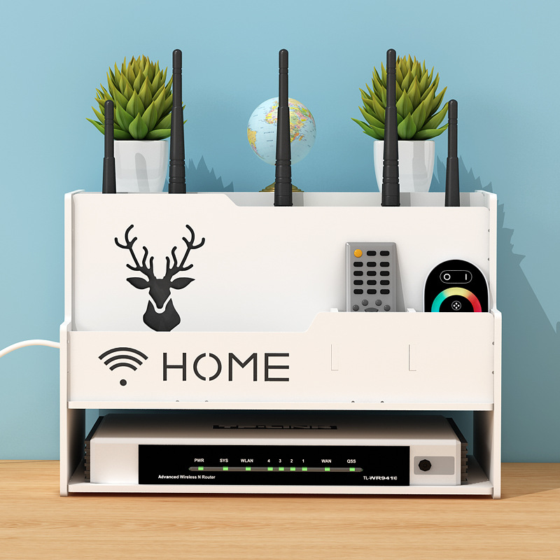 Router storage box wall-mounted wireless wifi optical cat set-top box punch-free desktop drop box box