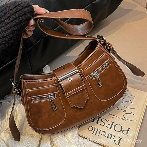High-end Sense Simple Casual Small Square Bag Casual Fashion Shoulder Bag Women's French Style Retro Niche Design Bag Women's Bag