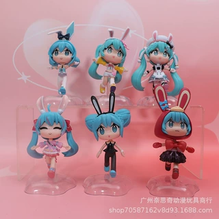 6款初音手办少女兔耳造型Q版雪之音长发女孩玩具模型公仔车载摆件