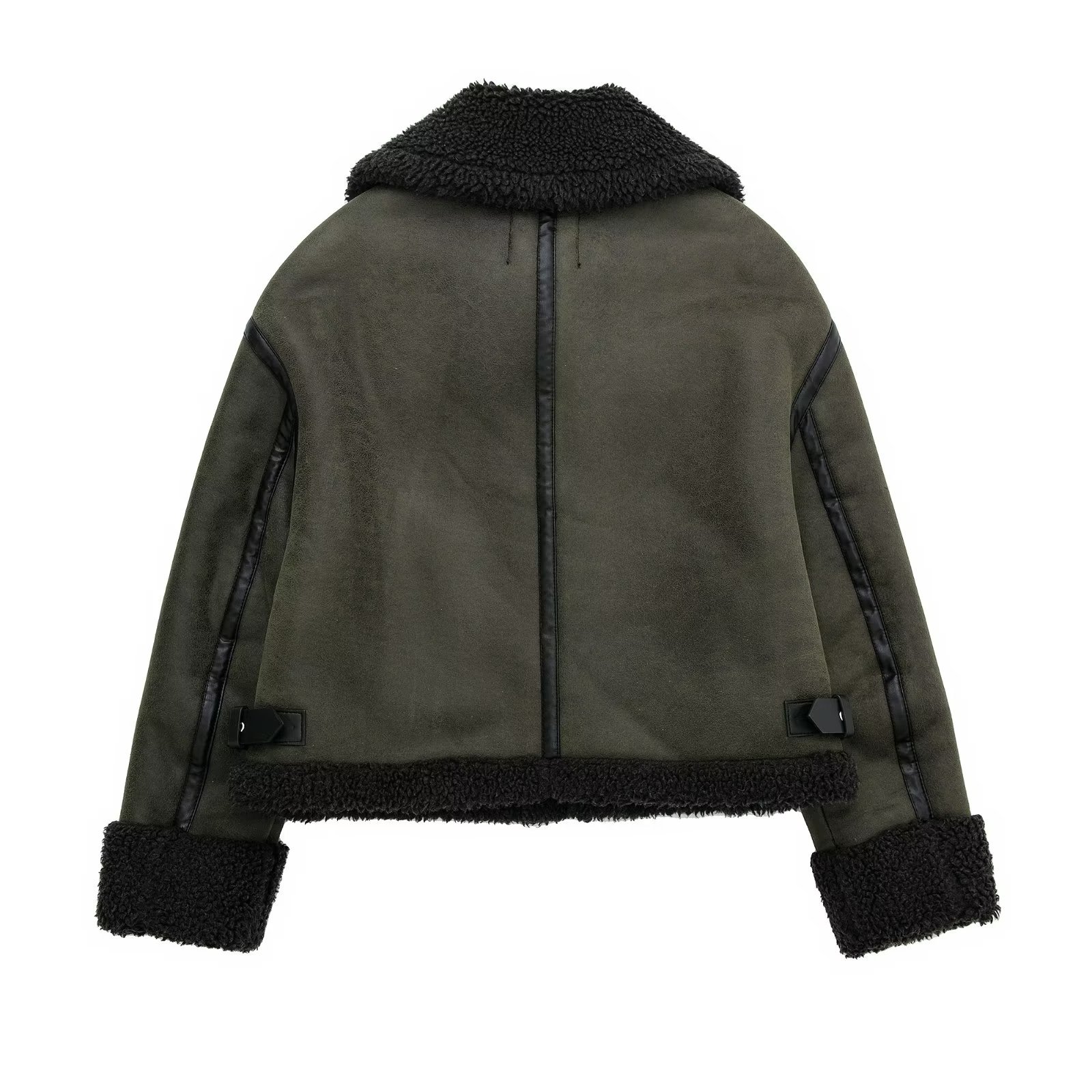 1330g Weight Casual Jacket Outerwear Type Long Sleeve Sleeve Length Zipper Placket Type Deerskin Velvet Composite Material Fabric Type Short Top Length Coat Tops Type Casual Occasion Turndown Neckline Loose Fit Type Color Block Pattern Winter, Autumn Season Women's Gender Streetwear Style Women's Streetwear Color Block Zipper Coat Casual Jacket 11