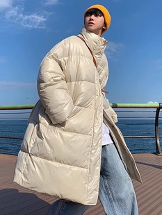 Perth Thickened Mid-length Collar Cotton-padded Clothes Loose Fashion Solid Color Bread Clothing Winter Warm Men's and Women's Cotton-padded Coat Fashion