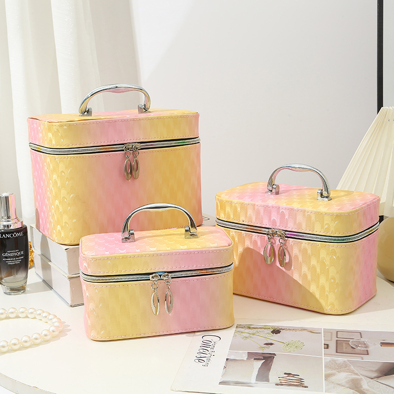 Cosmetic Bag with Mirror, High-Looking Color Suitcase, Large Capacity, Multi-Functional Cosmetic Case, Waterproof Storage Box Wholesale