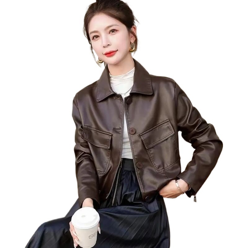 皮衣外套女短款2025年春秋百搭新款显瘦时尚机车皮夹克洋气小个子|undefined