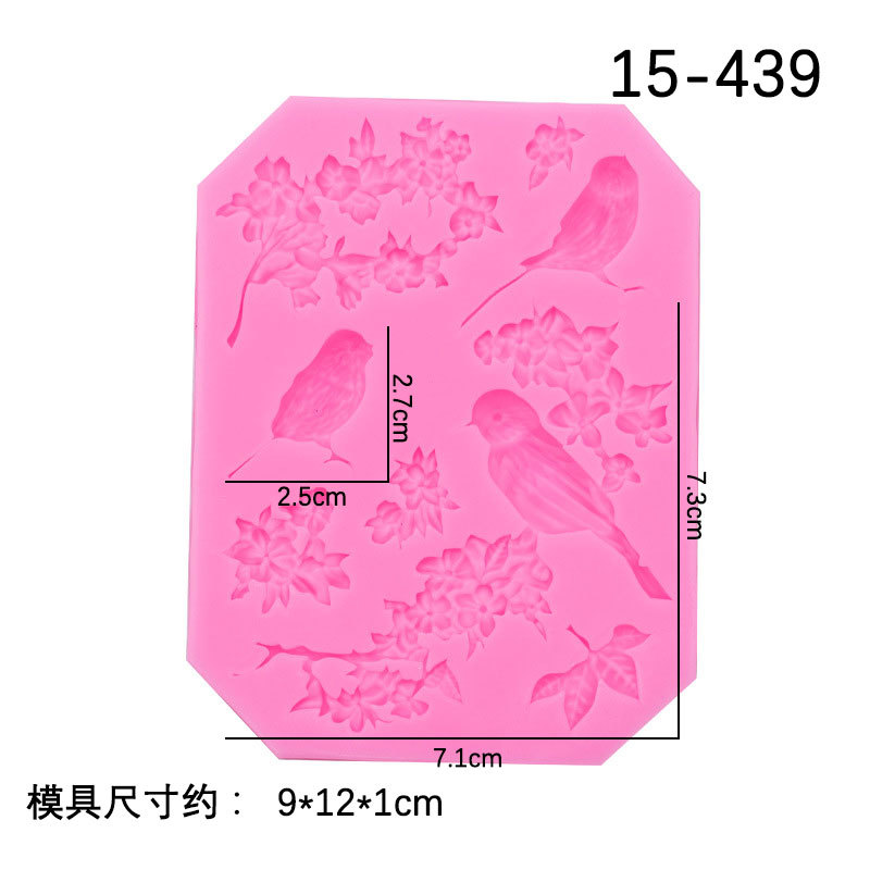 Ritmo de arcilla seca Urraca pájaro forma rosa herramienta de arcilla epoxi fondant molde de silicona en stock al por mayor