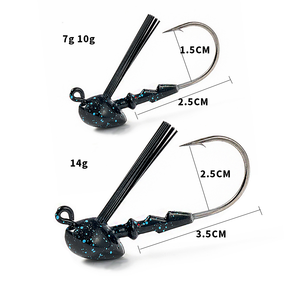 Cross-border Luya soft bait to block grass and prevent bottom hanging 7g10g14g bearded man jig lead head hook freshwater bass fake bait