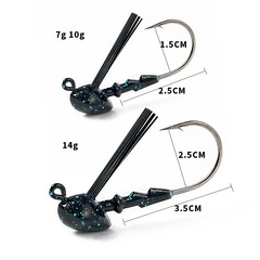 Cross-border Luya soft bait to block grass and prevent bottom hanging 7g10g14g bearded man jig lead head hook freshwater bass fake bait