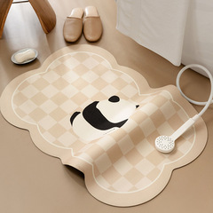 網紅卡通熊貓浴室地墊軟硅藻泥吸水腳墊家用廚房防水易沖洗防滑地