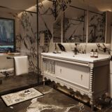 Французский средневековый стиль, шкаф для ванной комнаты, шкаф для умывальника, комбинированная ванная комната, туалет, керамический встроенный умывальник, новый стиль 2025 года