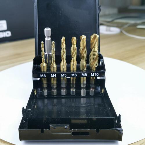 High-speed steel wire tapping multi-functional one-piece composite tap titanium-coated spiral machine for hole tapping and chamfering one-piece tap