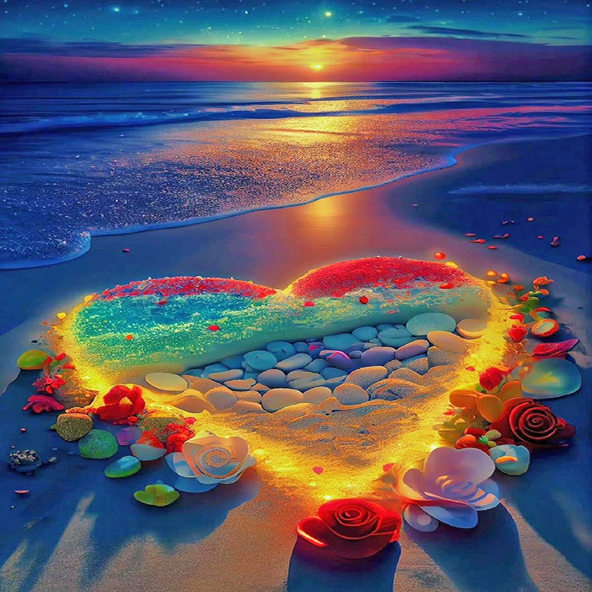 Pintura de diamantes DIY transfronteriza al por mayor, 5D, superventas, con diseño de luna junto al mar, diamantes redondos, diamantes completos, diamantes cuadrados, pintura decorativa para sala de estar