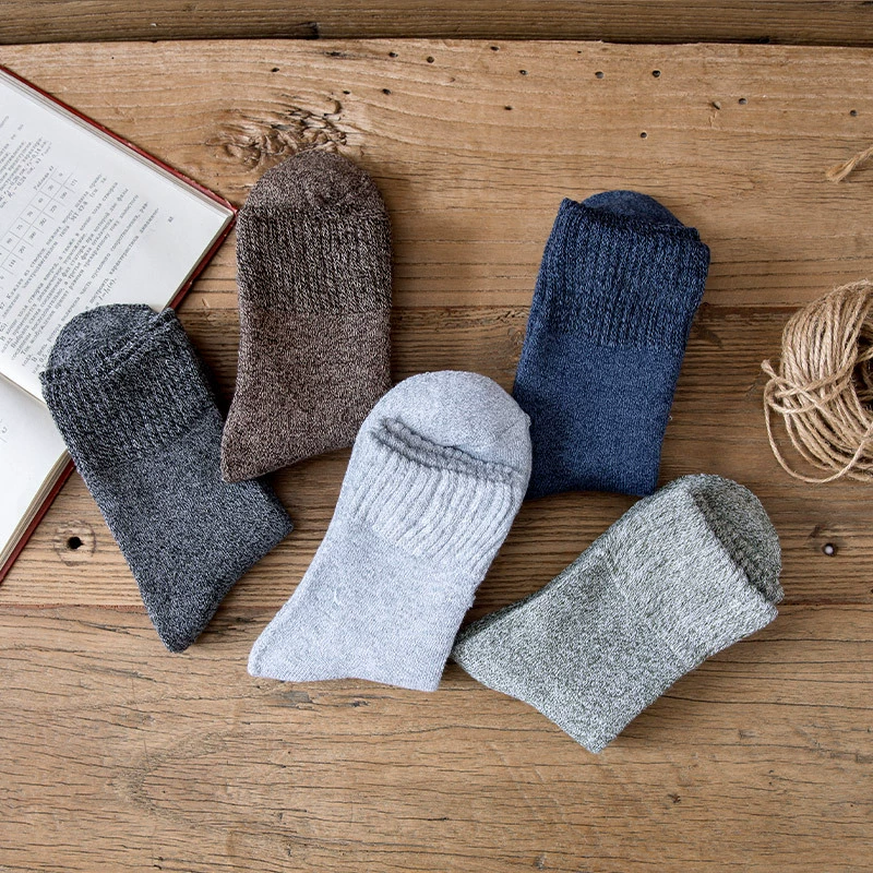 Носки осенне-зимние однотонные утолщенные мужские теплые носки до середины икры, модные носки Baita, Зимние удобные повседневные носки