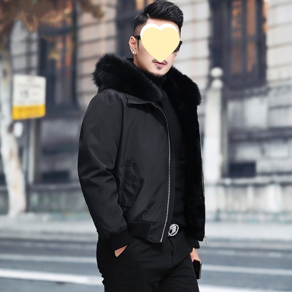2025新款皮毛一体大衣男士冬季派克服短款皮衣仿皮草夹克外套包邮