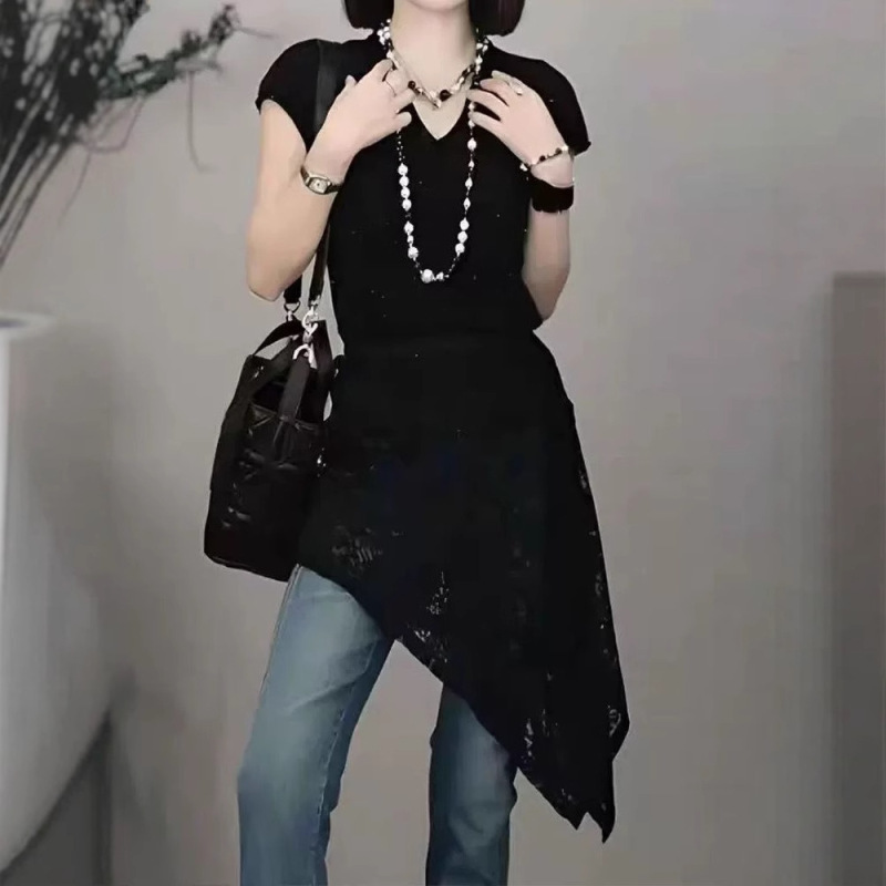 Irregular Korean Retro Design High-End Lace Skirt 2025 New Hem Curtain Apron