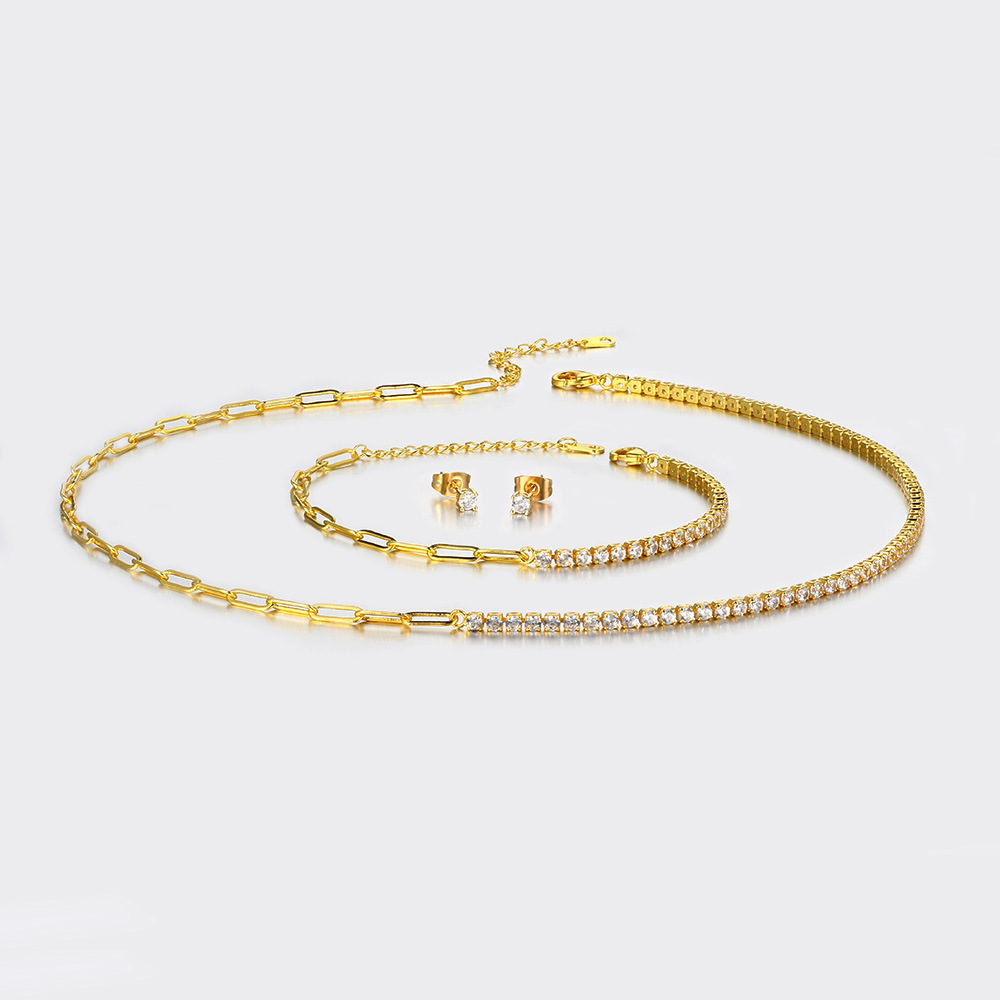 Elegant Lady Geometric Copper Zircon Bracelets Earrings Necklace In Bulk display picture 1