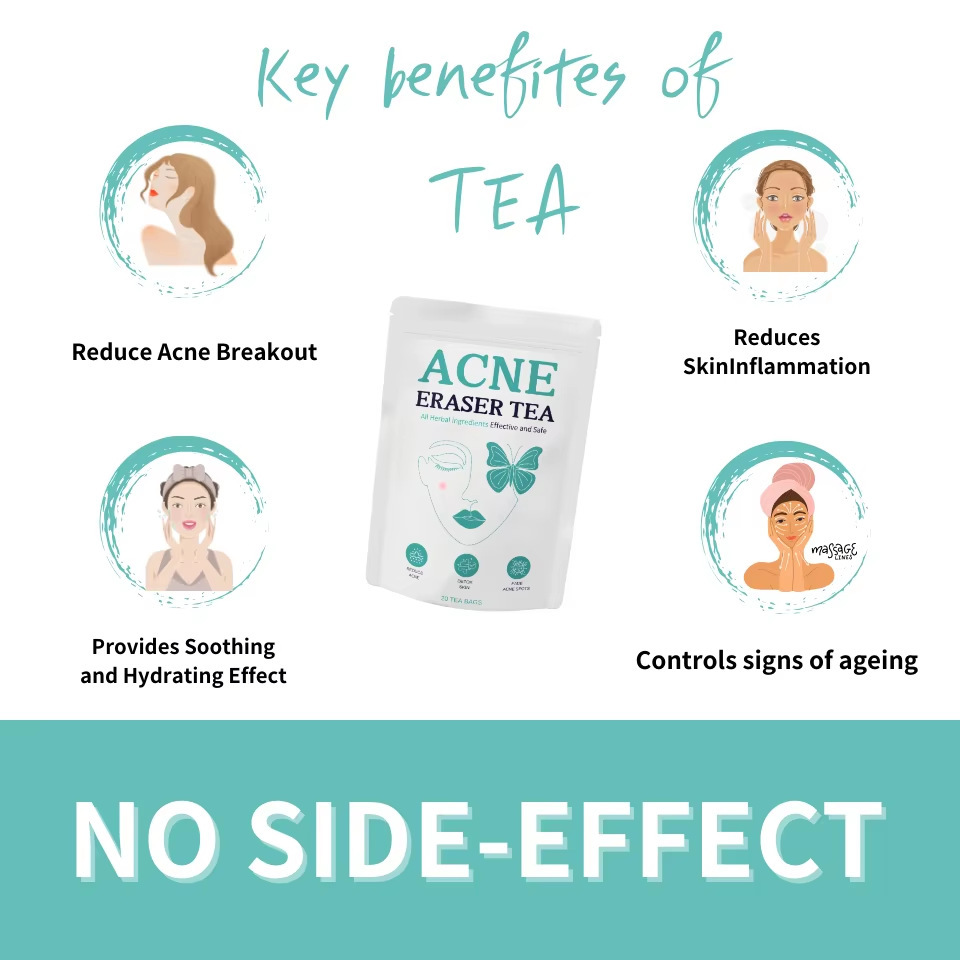 Acne Eraser Tea Herbal Wellness Tea 100g Cold Brew Sugar Free Sealed Pack in use