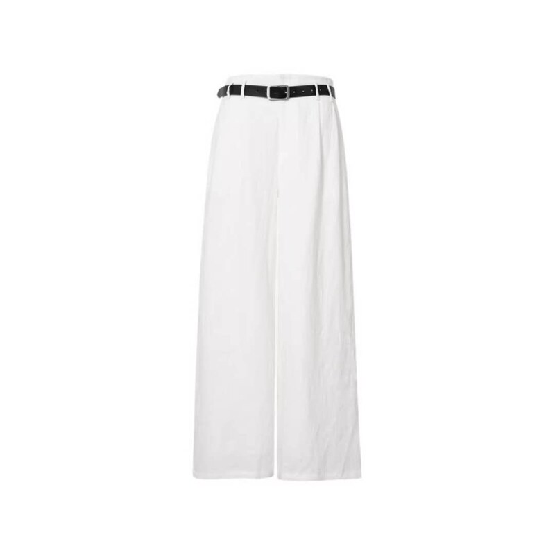 With Belt mm Mai Mai 26 Summer Style White High-Waisted Straight-Leg Pants for Women, Slimming Casual Pants for Work and Leisure 5H4150191