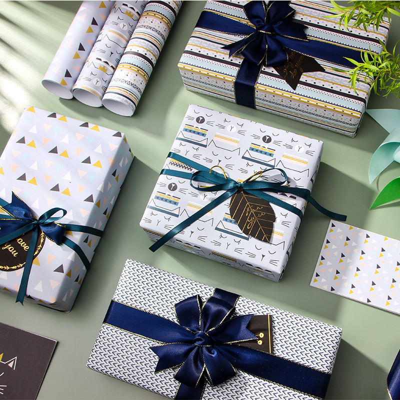 Transfronterizo nuevo 80g papel Kraft blanco papel de regalo de cumpleaños del Día de San Valentín papel de regalo DIY papel de línea al por mayor