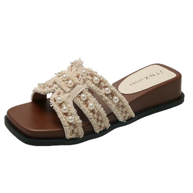 2026 verano nuevo estilo de moda versátil perla cruzada un pedazo coreano zapatillas frías zapatillas antideslizantes para mujeres image 5