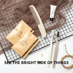 Hotel disposable tooth kit set for guest rooms in homestay hotels straw toothbrush kraft paper packaging toiletries wholesale 