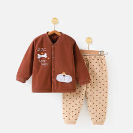 人之初婴儿棉衣加厚宝宝棉服秋冬套装新生儿衣服冬装夹棉棉袄冬季