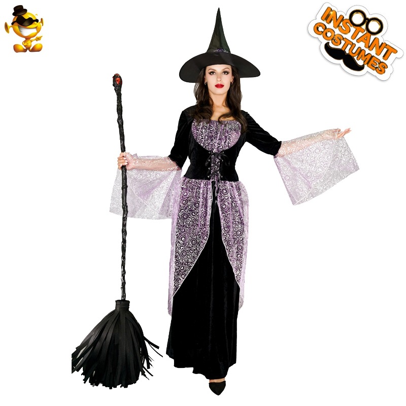 Halloween mujer adulta bruja vestido Cosplay rol bruja rendimiento de la etapa traje del partido