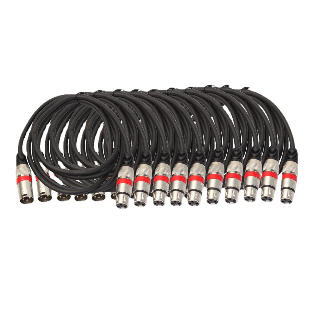 现货亚马逊 10条一卖卡农公对母音频线1米8 2055-18 红色圈