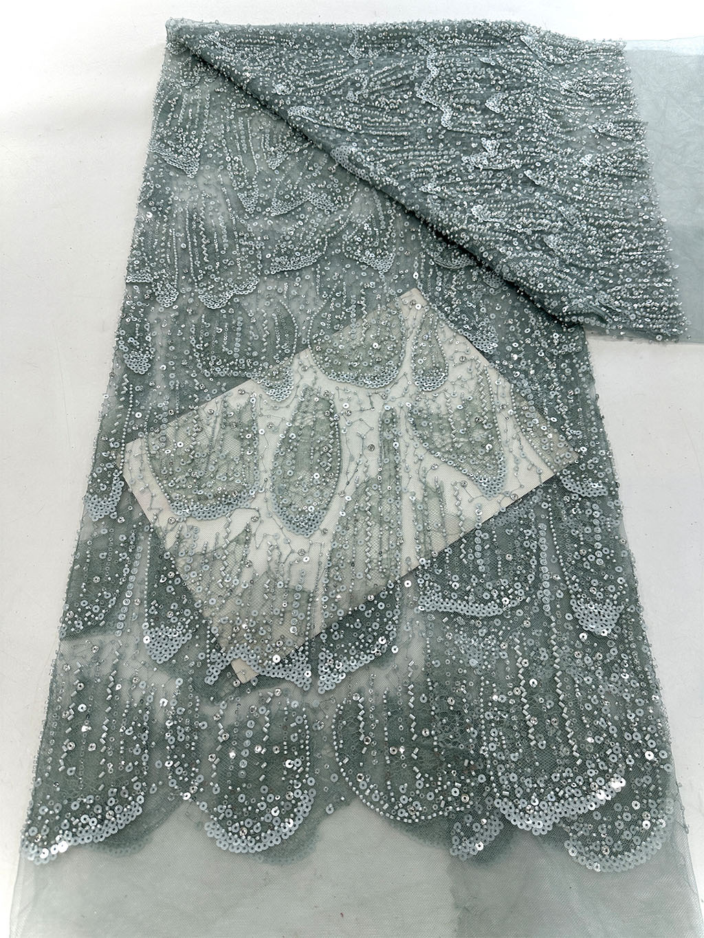 Tubo de abalorios, bordado de abalorios, tela de malla, lentejuelas, tubo de abalorios, tela de malla bordada, tela de falda de vestido de novia image 11
