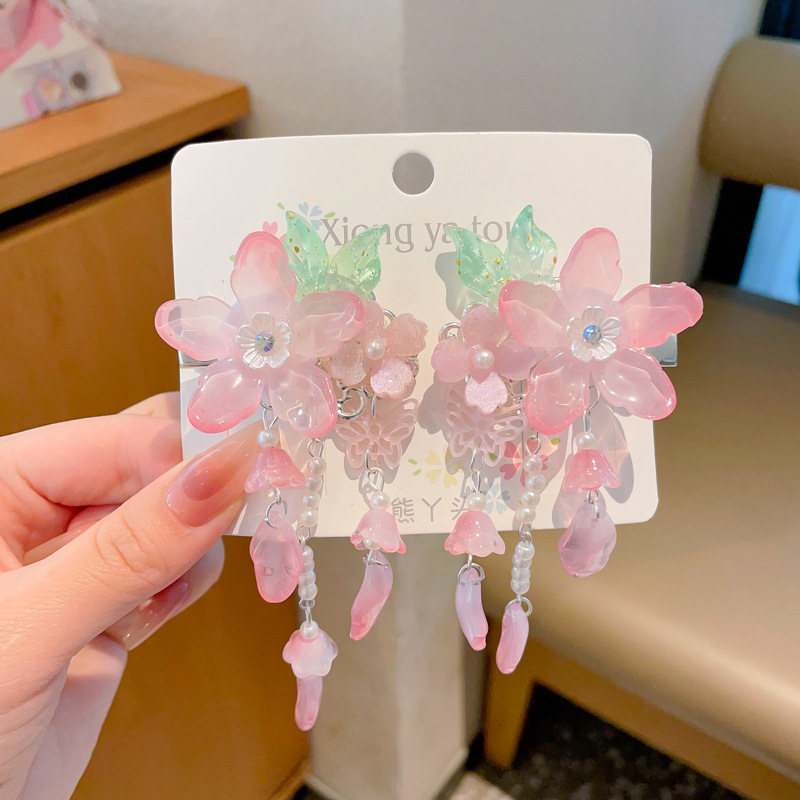 Chica de Hanfu tocado de los niños traje antiguo princesa borla horquilla estilo chino niña paso horquilla clip de pelo