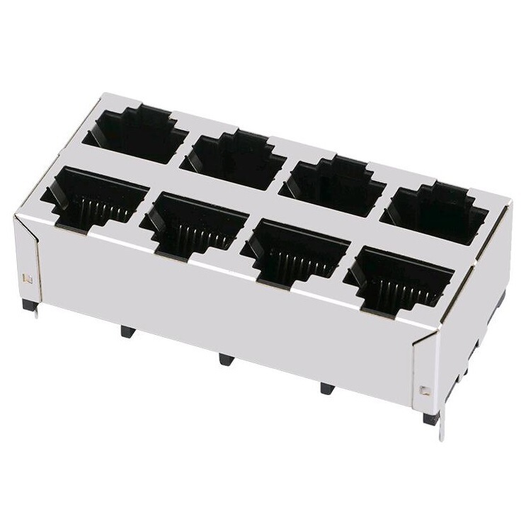 Manufacturers in stock supply 180 degree vertical 2X4 RJ45 connector XMV-9708-8811-SB-IM
