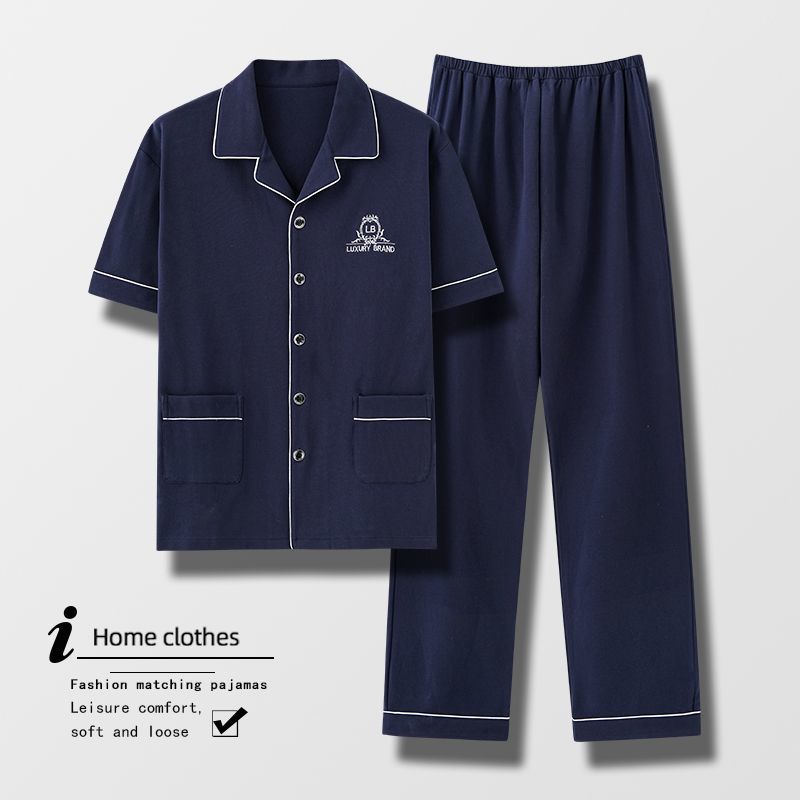 100% pijamas pantalones de algodón de manga corta de verano para hombres ropa para el hogar traje de verano Delgado suelto más tamaño