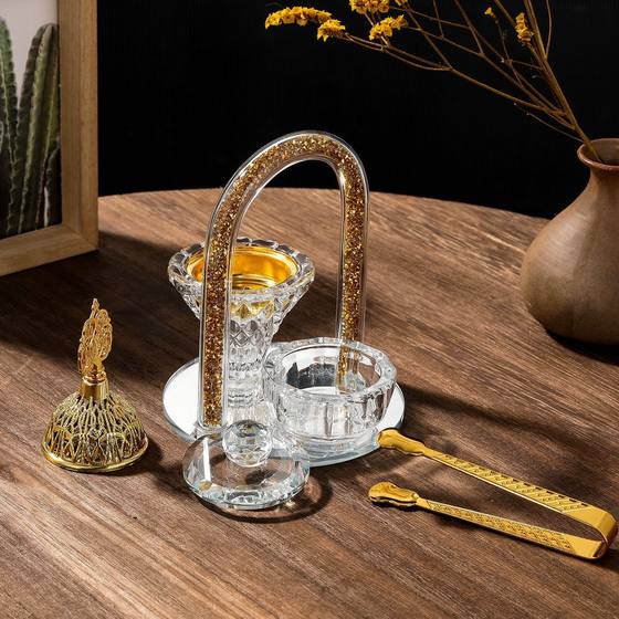 Crystal Gold Basket Aromatherapy Furnace Middle East Arab Craft Ornaments Wedding Festival Party Glass Aromatherapy Clip
