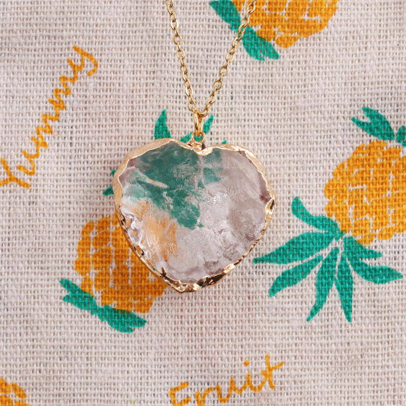 wholesale jewelry irregular heart moon pendant stainless steel necklace nihaojewelry