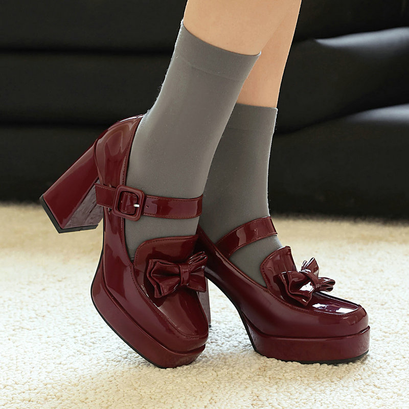 Black High-Heeled Shoes, Patent Leather, Thick Heel, Super High Heel, Cute Bow, Lolita Women's Shoes, One-Strap High-Heeled Women's Shoes Black High-Heeled Shoes, Patent Leather, Thick Heel, Super High Heel, Cute Bow, Lolita Women's Shoes, One-Strap High-Heeled Women's Shoes