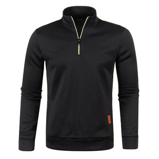 Autumn and winter men's neckline zipper sweater sleeve thin velvet fashionable top sweater coat men's large size