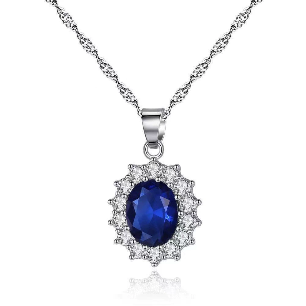 Серебряное кольцо, серьги, ожерелье, стеклянный набор, европейский стиль