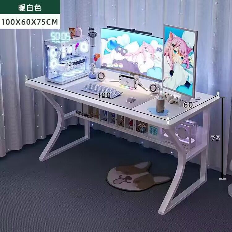 白色海景房电竞桌子电脑桌台式家用办公桌椅套装简易卧室书桌学习|undefined