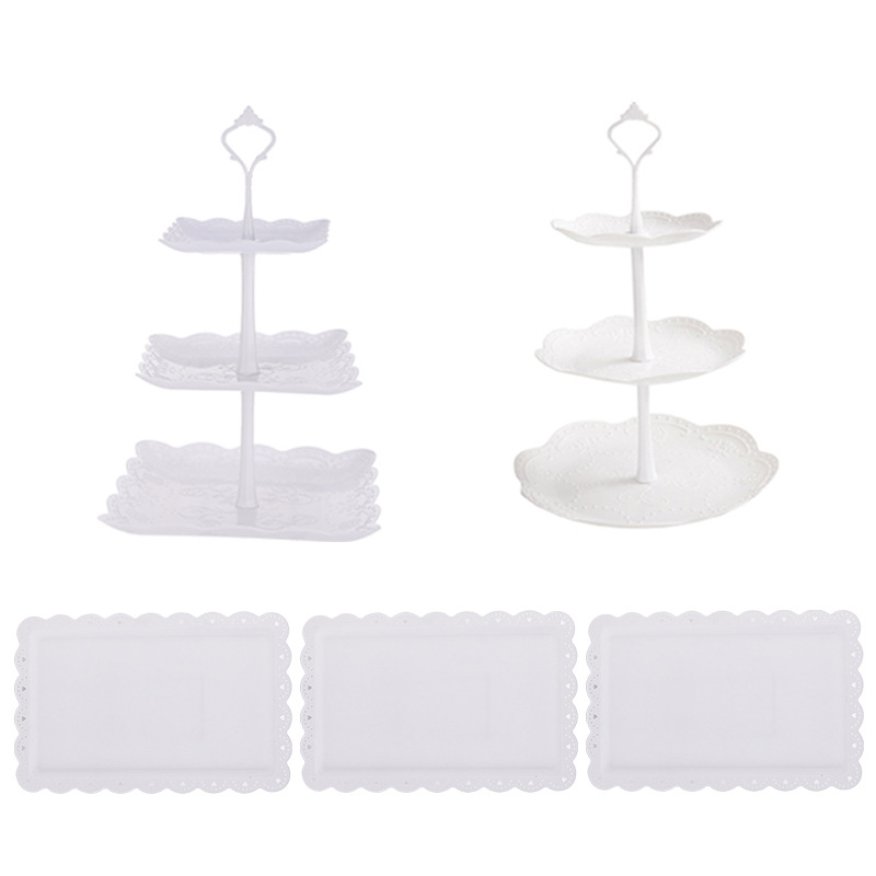 Estilo europeo de 3 capas plato de fruta té de la tarde bandeja de postre soporte de exhibición mesa de postre soporte de pastel mesa de combinación de pastel