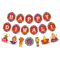 アマゾンインド排灯節装飾拉旗happy diwali拉旗祝日パーティー背景装飾