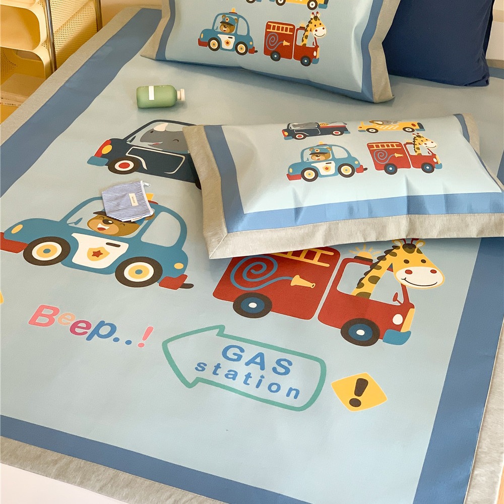 Cute Cartoon Digital Printing Ice Silk Mat Three-piece Set Children's Children's Students Summer Air-conditioned Mat Soft Mat