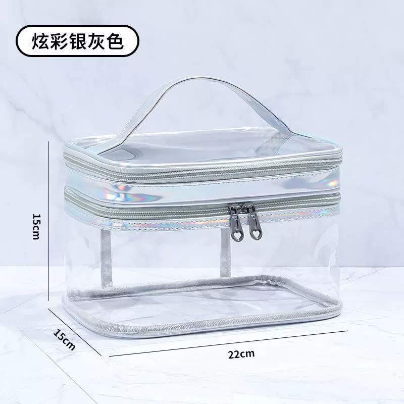 Handheld Cosmetic Bag, Universal Storage System, Double-Layer 25×20×2 cm Portable Organizer
