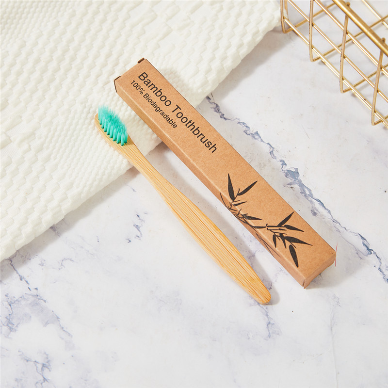 Cepillo de dientes de carbono de bambú para niños Papel Kraft en caja Arco Iris cepillo suave ultrafino cepillo de dientes de bambú de madera se puede configurar