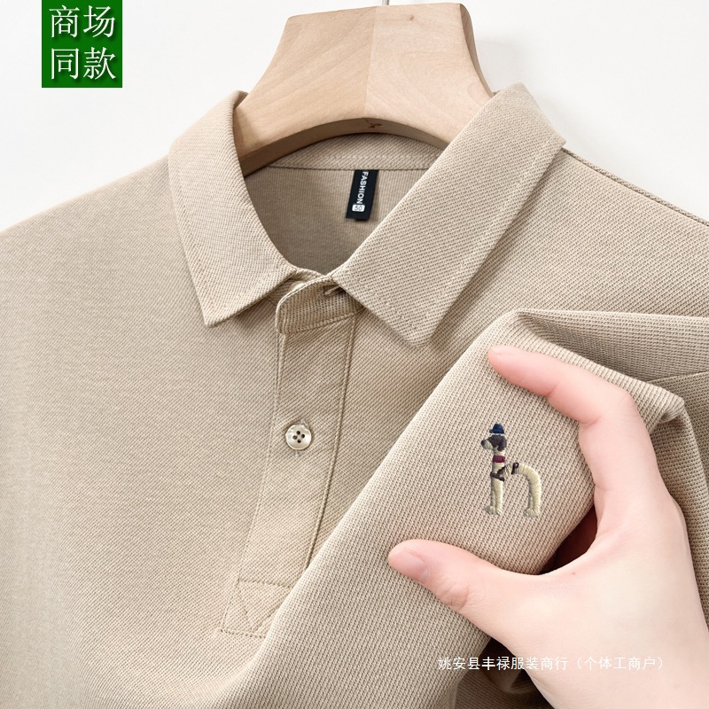 跨境骑马抡搞把男人挣钱自己花纯棉短袖T恤时尚休闲纯色翻领polo