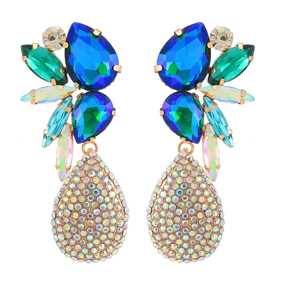 Retro Lady Ethnic Style Water Droplets Rhinestone Inlay Artificial Gemstones Women's Drop Earrings display picture 5