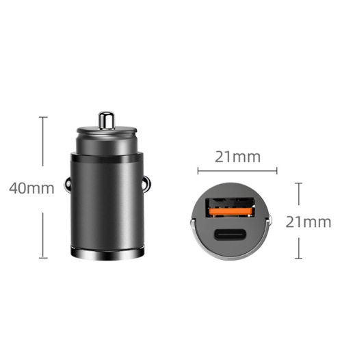 Factory wholesale car charger for mobile phones with dual USB+Type-C QC3.0 super fast charging metal car adapter