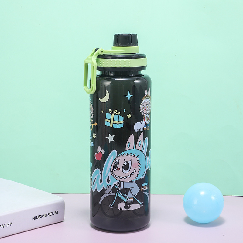 Labubu 漫画子供用プラスチックカップ、見栄えの良い、大容量、透明な子供用ウォーターカップ、ハンドル付き、ポータブル、大容量|undefined
