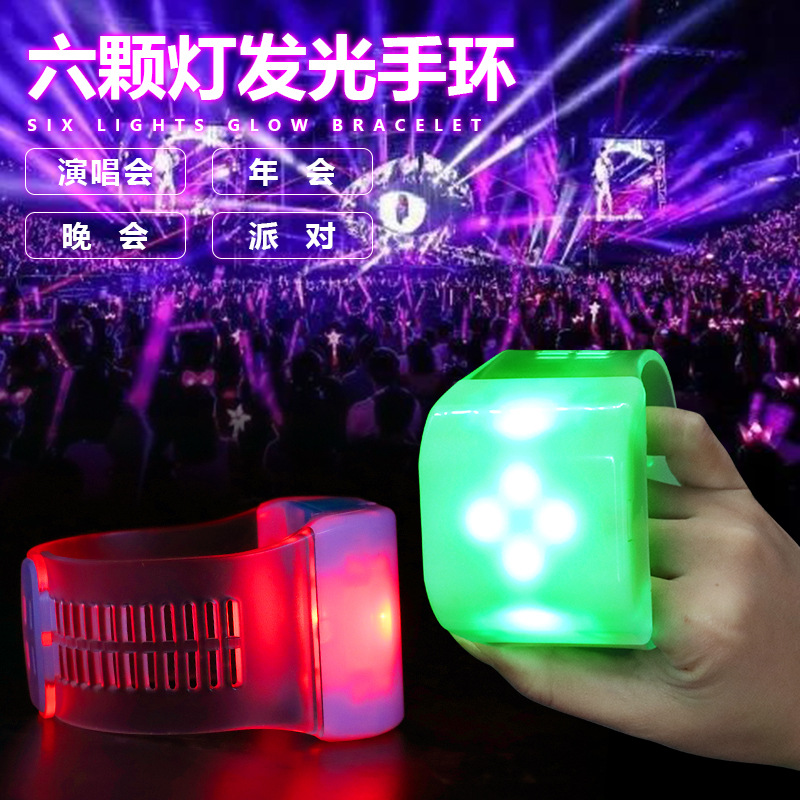 Pulsera luminosa grande de 6 lámparas de venta caliente en Europa y América, muñequera CNC inteligente, accesorios de festival de música, luz remota
