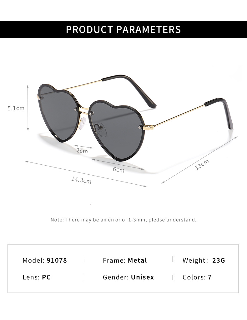 Fashion Heart Shape Pc Special-shaped Mirror Frameless Women's Sunglasses display picture 1